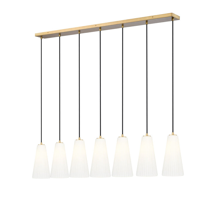 Z-Lite 3043P7-7L-MGLD Seven Light Linear Chandelier, Modern Gold
