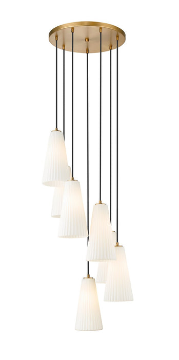 Z-Lite 3043P7-7R-MGLD Seven Light Chandelier, Modern Gold