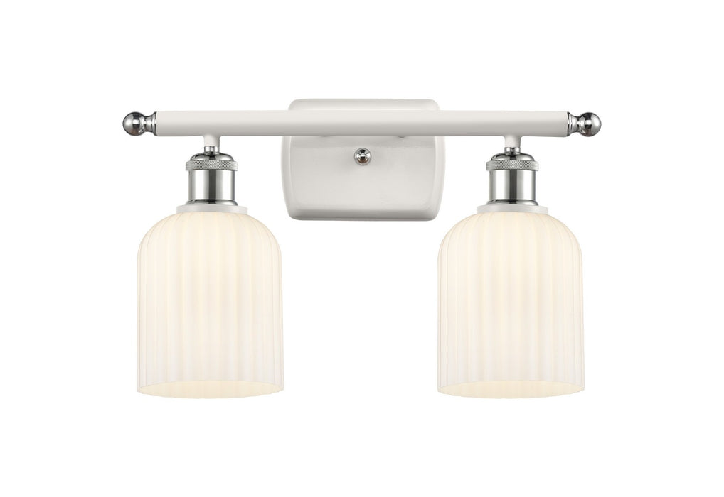 Innovations 516-2W-WPC-G559-5GWH Two Light Bath Vanity, White Polished Chrome