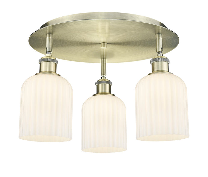 Innovations 516-3C-AB-G559-5GWH Three Light Flush Mount, Antique Brass