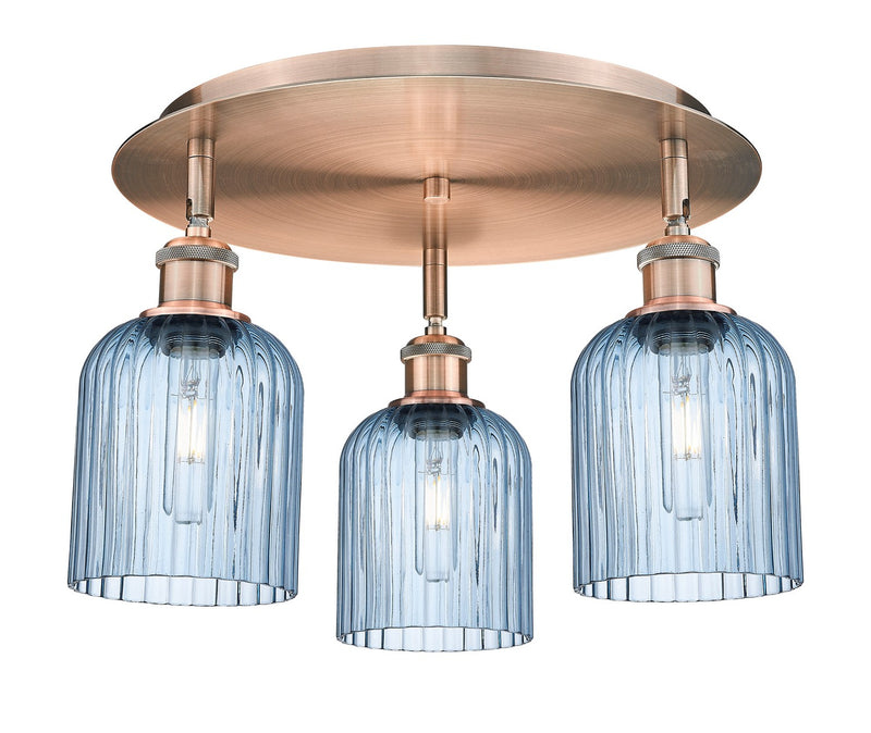Innovations 516-3C-AC-G559-5BL Three Light Flush Mount, Antique Copper