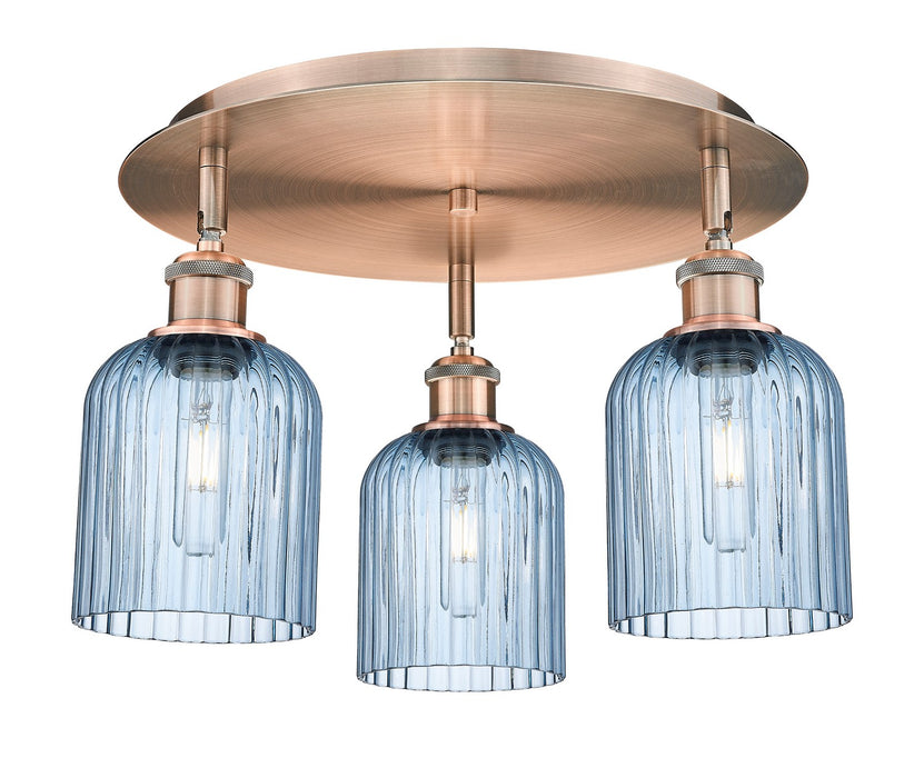 Innovations 516-3C-AC-G559-5BL Three Light Flush Mount, Antique Copper