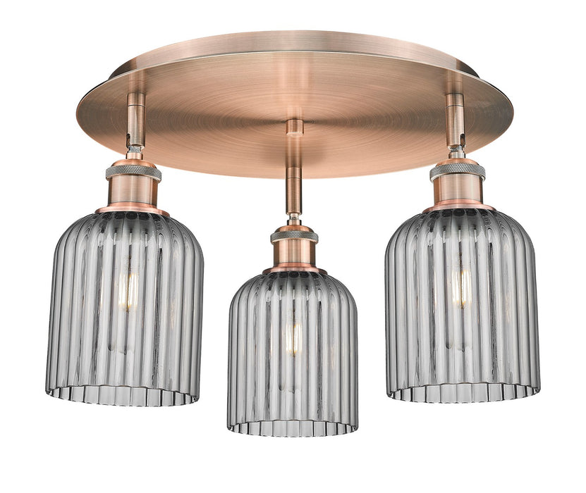 Innovations 516-3C-AC-G559-5SM Three Light Flush Mount, Antique Copper