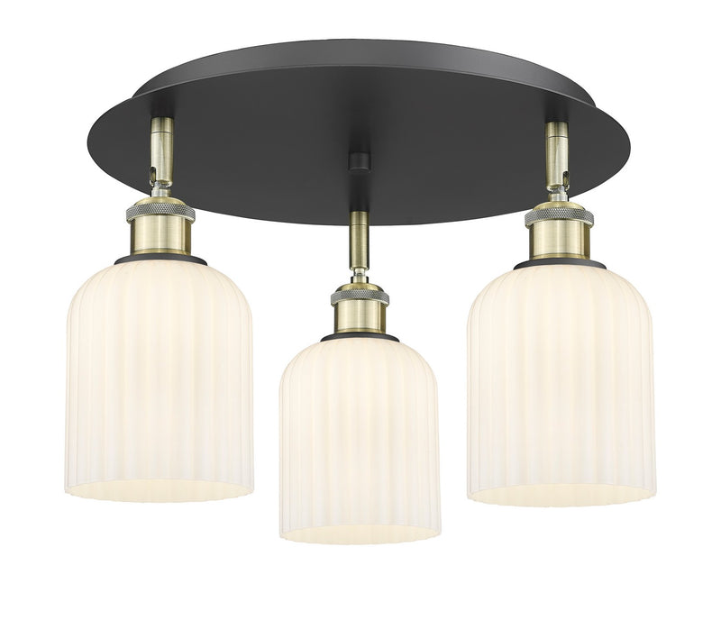 Innovations 516-3C-BAB-G559-5GWH Three Light Flush Mount, Black Antique Brass