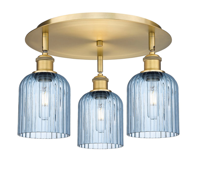 Innovations 516-3C-BB-G559-5BL Three Light Flush Mount, Brushed Brass