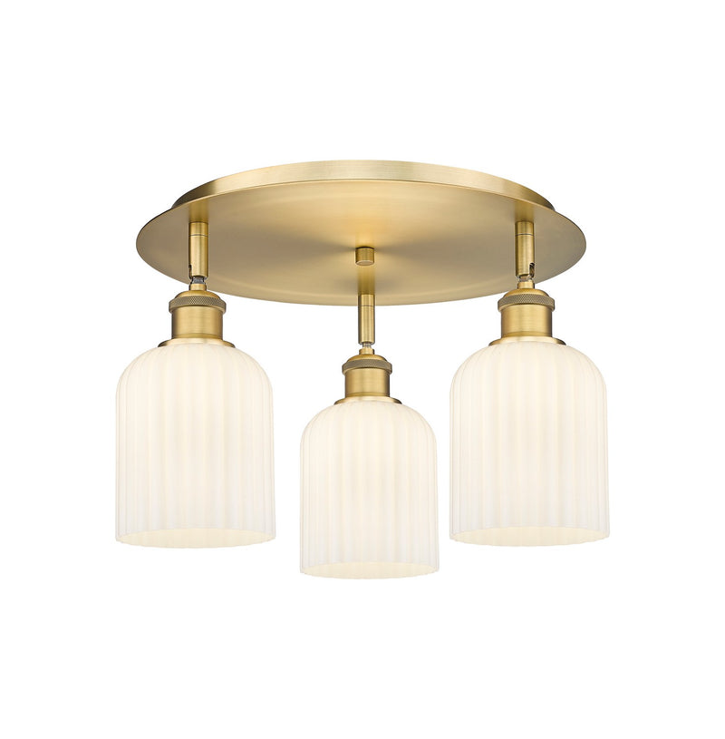 Innovations 516-3C-BB-G559-5GWH Three Light Flush Mount, Brushed Brass