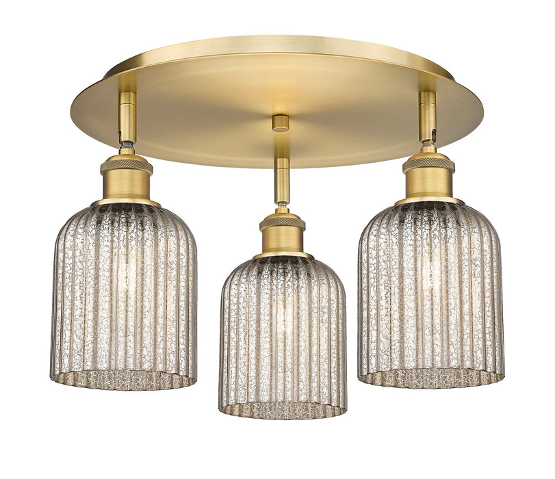 Innovations 516-3C-BB-G559-5ME Three Light Flush Mount, Brushed Brass