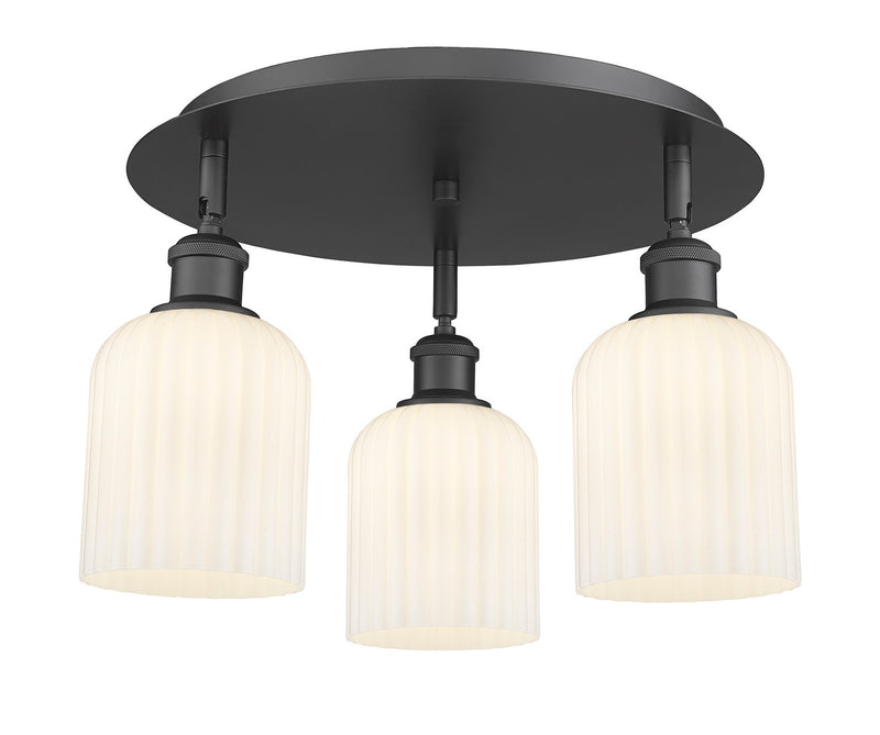 Innovations 516-3C-BK-G559-5GWH Three Light Flush Mount, Matte Black
