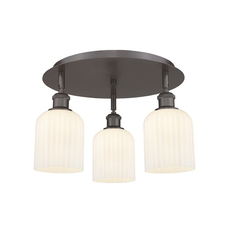 Innovations 516-3C-OB-G559-5GWH Three Light Flush Mount, Oil Rubbed Bronze