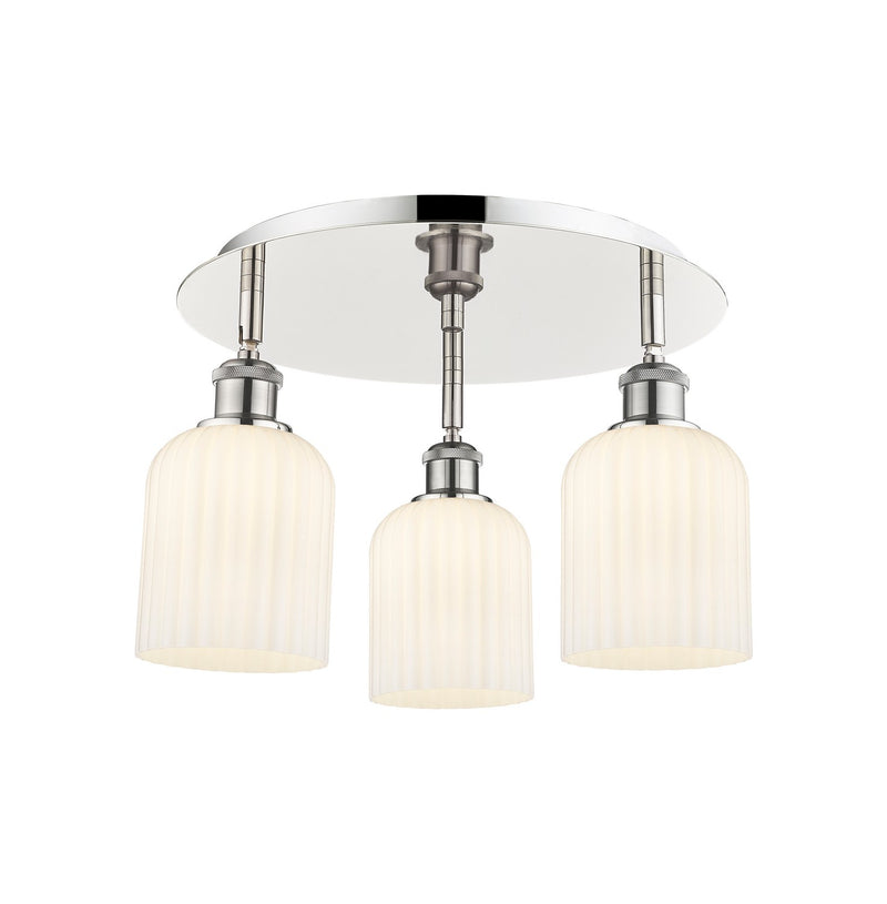 Innovations 516-3C-PN-G559-5GWH Three Light Flush Mount, Polished Nickel