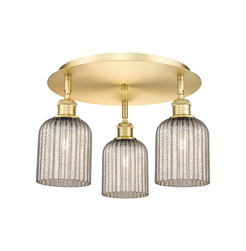 Innovations 516-3C-SG-G559-5ME Three Light Flush Mount, Satin Gold