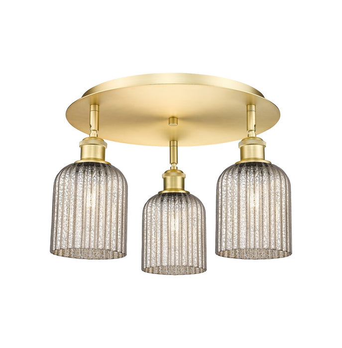 Innovations 516-3C-SG-G559-5ME Three Light Flush Mount, Satin Gold