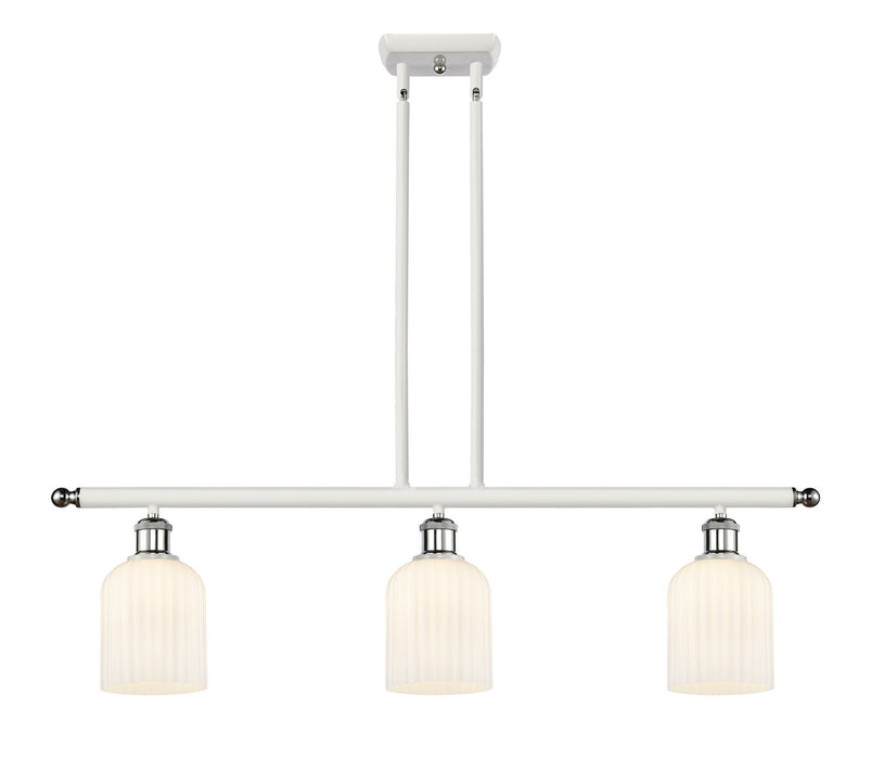 Innovations 516-3I-WPC-G559-5GWH Three Light Island Pendant, White Polished Chrome