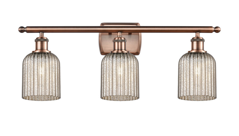 Innovations 516-3W-AC-G559-5ME Three Light Bath Vanity, Antique Copper