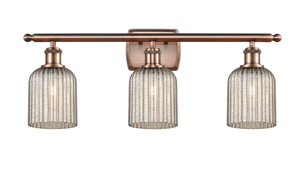 Innovations 516-3W-AC-G559-5ME Three Light Bath Vanity, Antique Copper