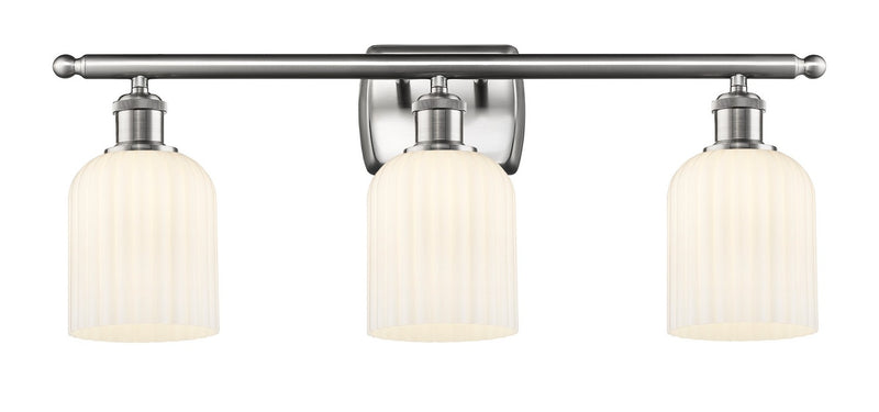Innovations 516-3W-SN-G559-5GWH Three Light Bath Vanity, Brushed Satin Nickel