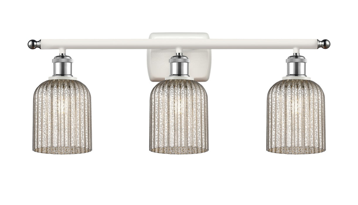 Innovations 516-3W-WPC-G559-5ME Three Light Bath Vanity, White Polished Chrome