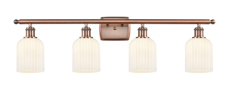 Innovations 516-4W-AC-G559-5GWH Four Light Bath Vanity, Antique Copper