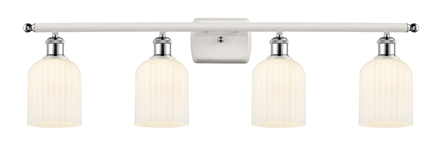 Innovations 516-4W-WPC-G559-5GWH Four Light Bath Vanity, White Polished Chrome