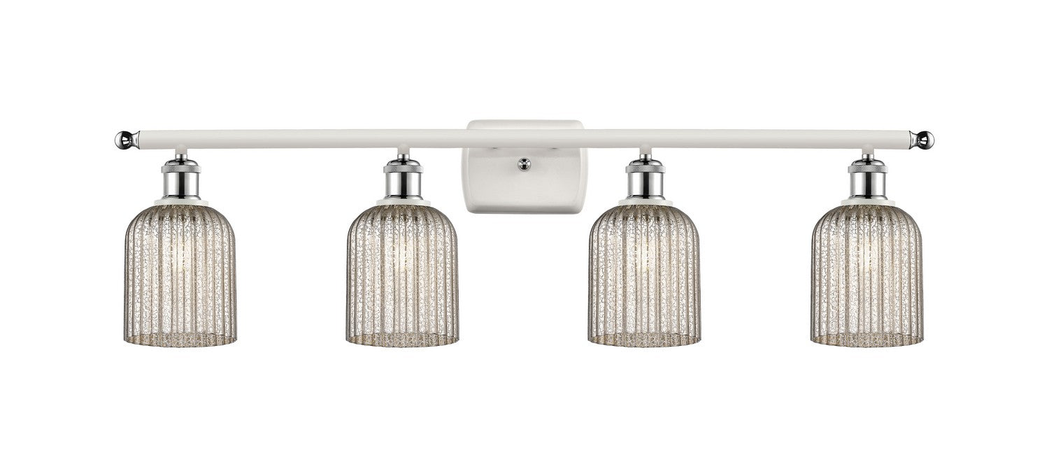 Innovations 516-4W-WPC-G559-5ME Four Light Bath Vanity, White Polished Chrome