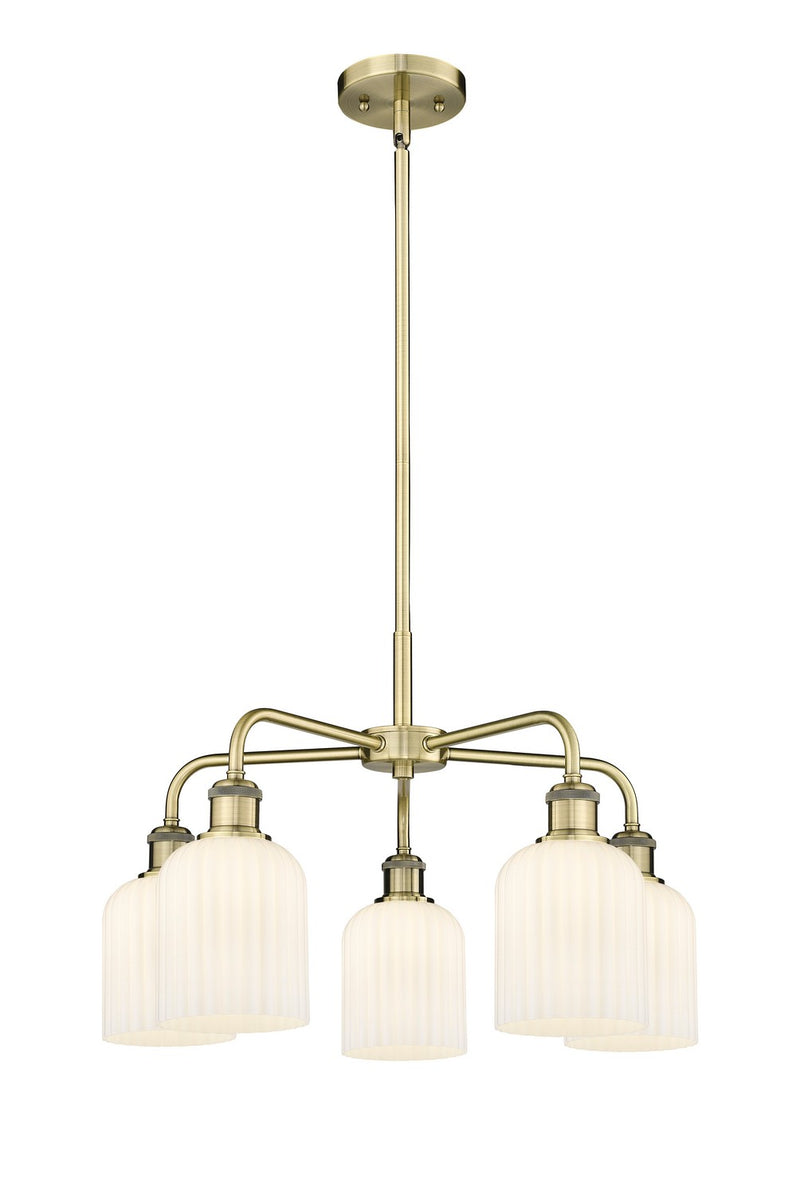 Innovations 516-5CR-AB-G559-5GWH Five Light Chandelier, Antique Brass