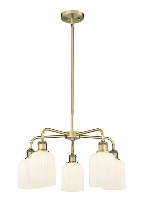 Innovations 516-5CR-AB-G559-5GWH Five Light Chandelier, Antique Brass