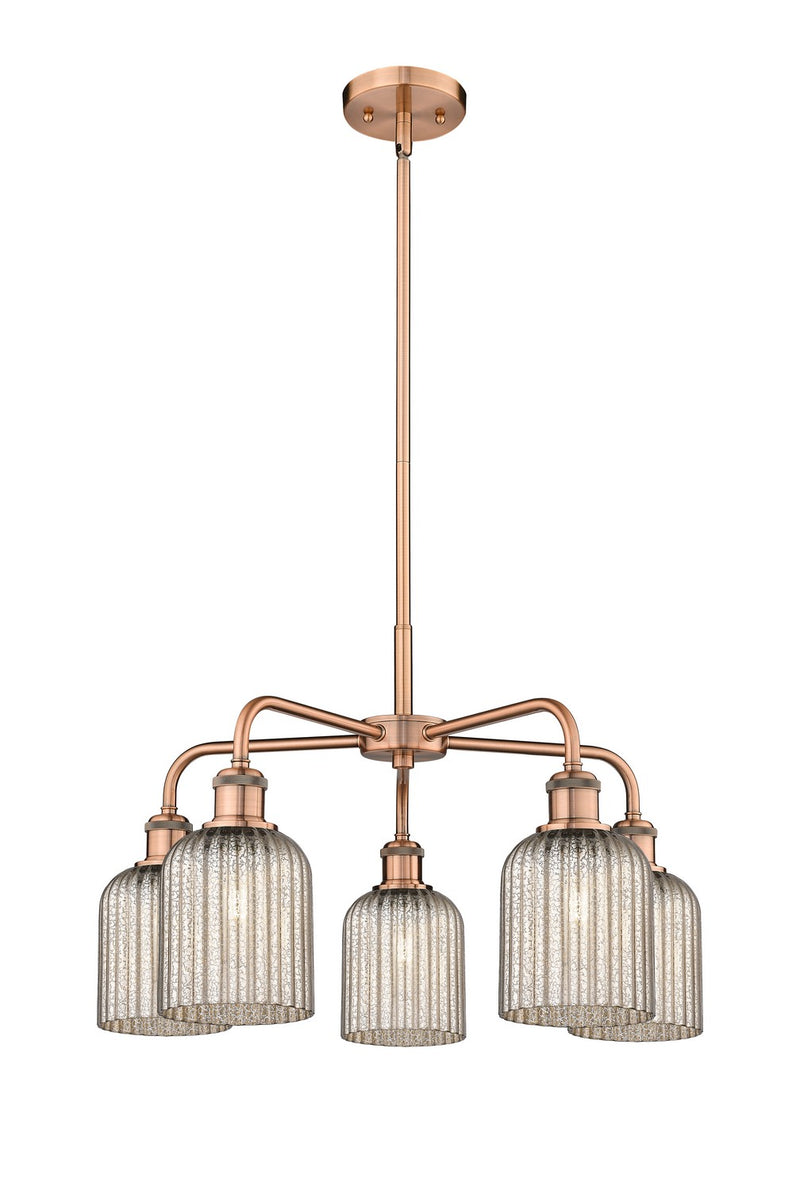 Innovations 516-5CR-AC-G559-5ME Five Light Chandelier, Antique Copper