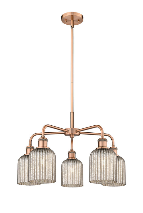 Innovations 516-5CR-AC-G559-5ME Five Light Chandelier, Antique Copper