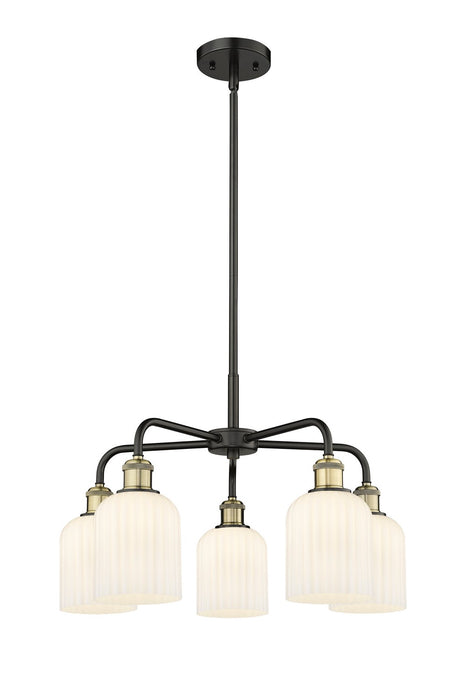 Innovations 516-5CR-BAB-G559-5GWH Five Light Chandelier, Black Antique Brass