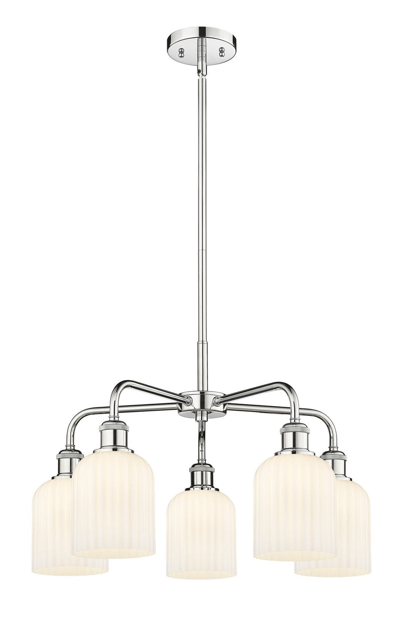 Innovations 516-5CR-PC-G559-5GWH Five Light Chandelier, Polished Chrome