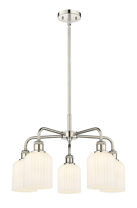 Innovations 516-5CR-PN-G559-5GWH Five Light Chandelier, Polished Nickel