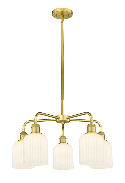 Innovations 516-5CR-SG-G559-5GWH Five Light Chandelier, Satin Gold
