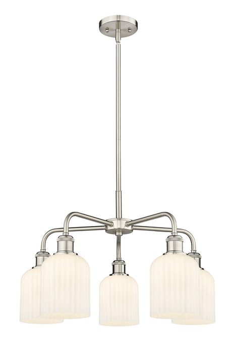 Innovations 516-5CR-SN-G559-5GWH Five Light Chandelier, Satin Nickel