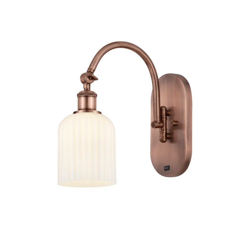 Innovations 518-1W-AC-G559-5GWH One Light Wall Sconce, Antique Copper