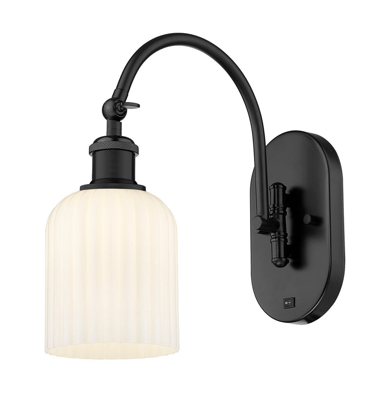Innovations 518-1W-BK-G559-5GWH One Light Wall Sconce, Matte Black