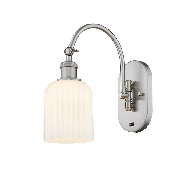 Innovations 518-1W-SN-G559-5GWH One Light Wall Sconce, Brushed Satin Nickel