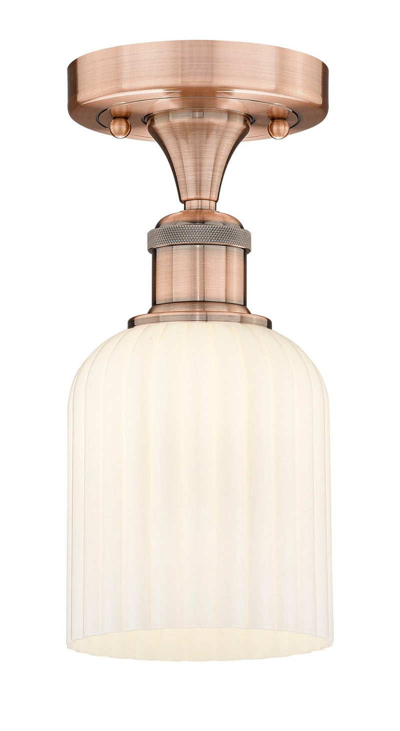 Innovations 616-1F-AC-G559-5GWH One Light Semi-Flush Mount, Antique Copper