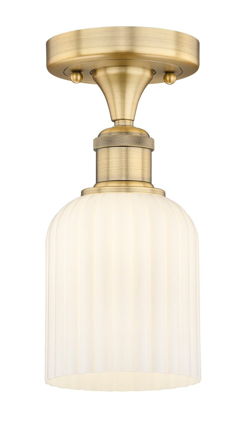 Innovations 616-1F-BB-G559-5GWH One Light Semi-Flush Mount, Brushed Brass