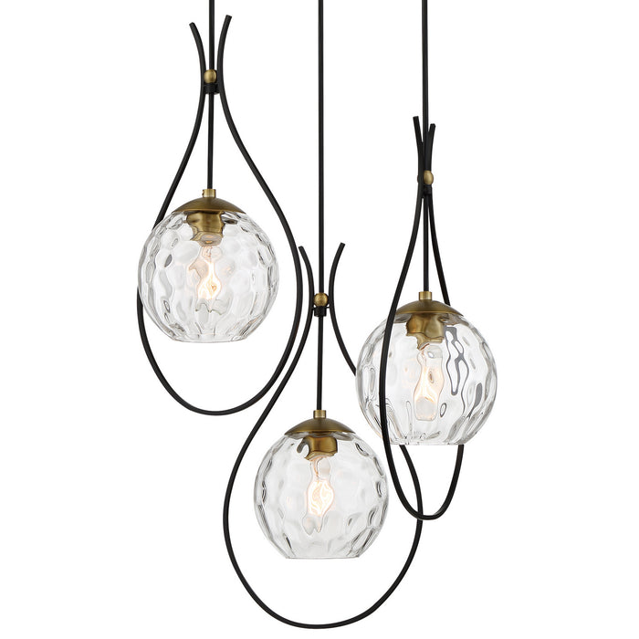 Minka-Lavery 1533-726 Three Light Pendant, Coal And Soft Brass