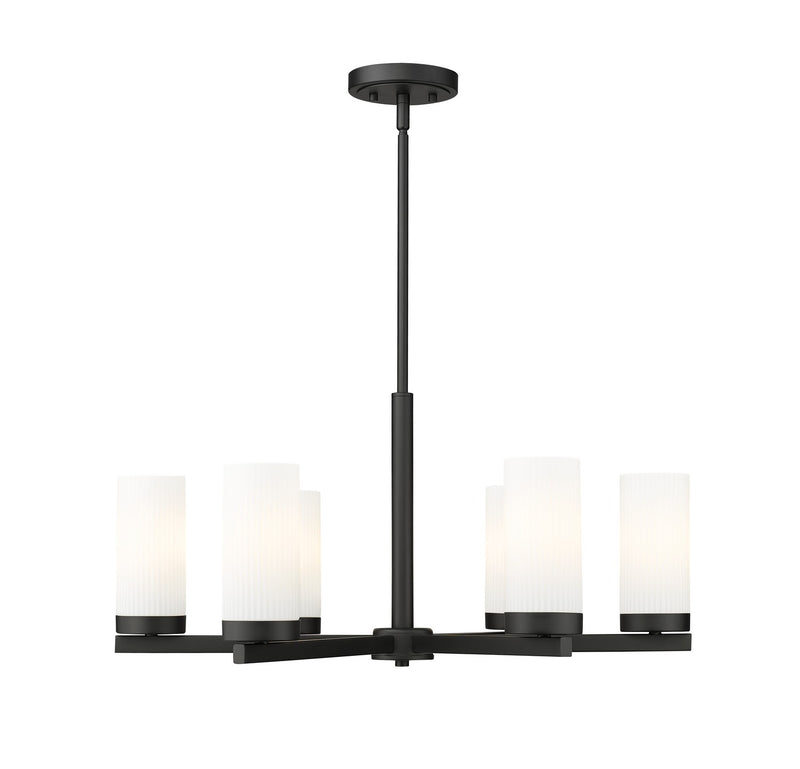 Z-Lite 3044-6MB Six Light Chandelier, Matte Black