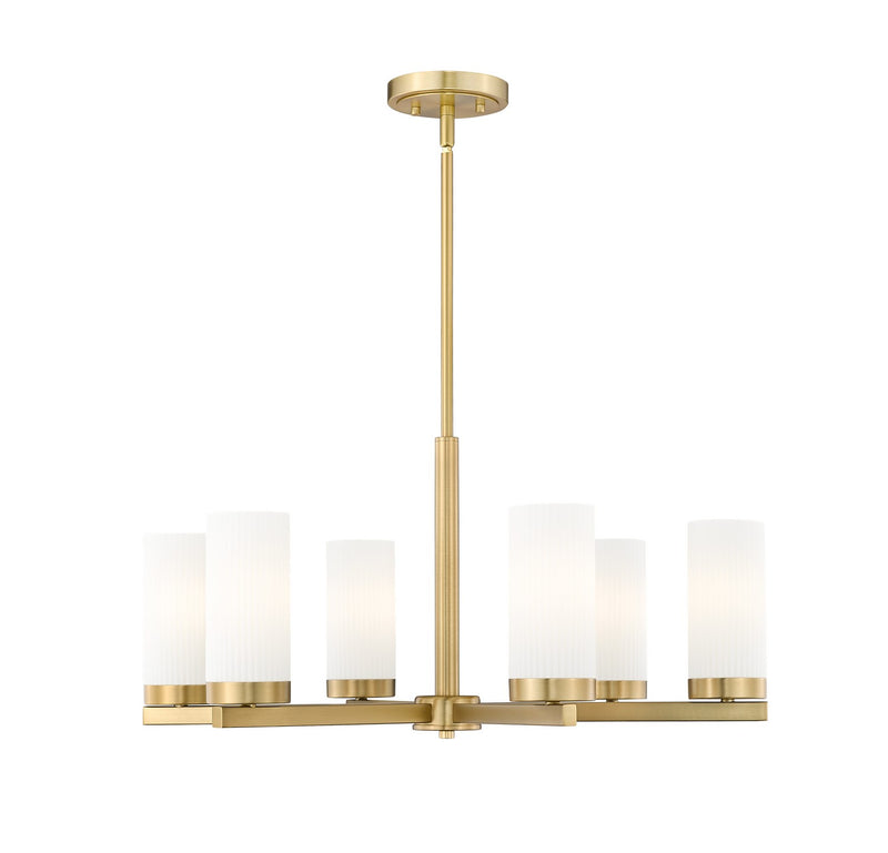 Z-Lite 3044-6MGLD Six Light Chandelier, Modern Gold
