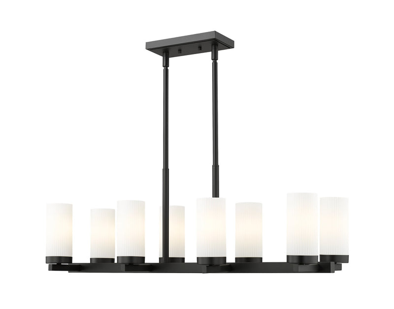 Z-Lite 3044-8L-MB Eight Light Linear Chandelier, Matte Black