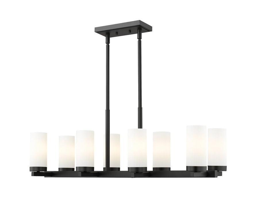Z-Lite 3044-8L-MB Eight Light Linear Chandelier, Matte Black