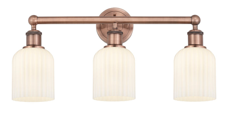 Innovations 616-3W-AC-G559-5GWH Three Light Bath Vanity, Antique Copper