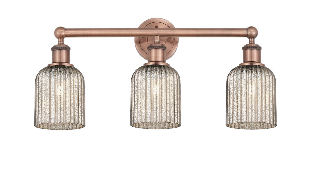 Innovations 616-3W-AC-G559-5ME Three Light Bath Vanity, Antique Copper