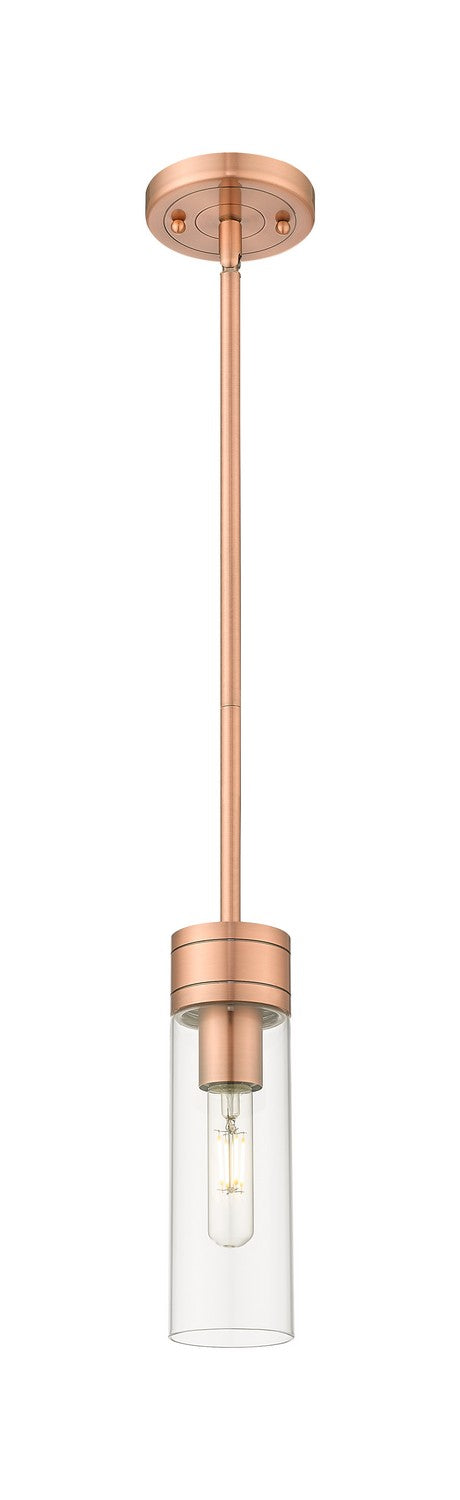 Innovations 617-1S-AC-G617-8CL One Light Mini Pendant, Antique Copper