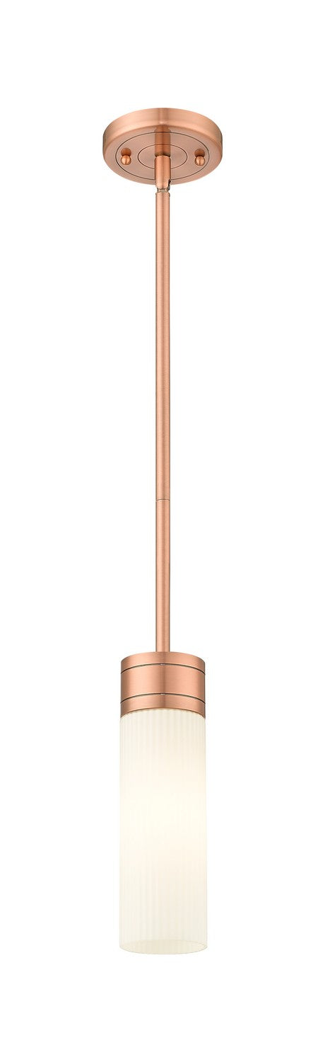 Innovations 617-1S-AC-G617-8SWH One Light Mini Pendant, Antique Copper