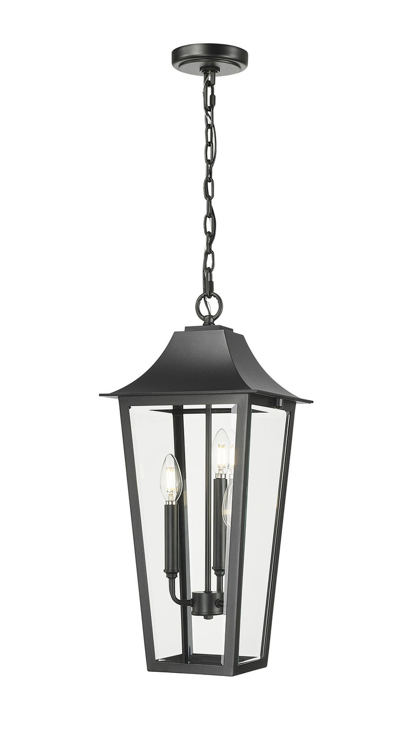 Z-Lite 5008CHB-BK Three Light Outdoor Chain Mount Ceiling Fixture, Black