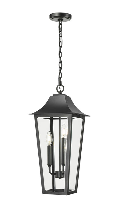 Z-Lite 5008CHB-BK Three Light Outdoor Chain Mount Ceiling Fixture, Black