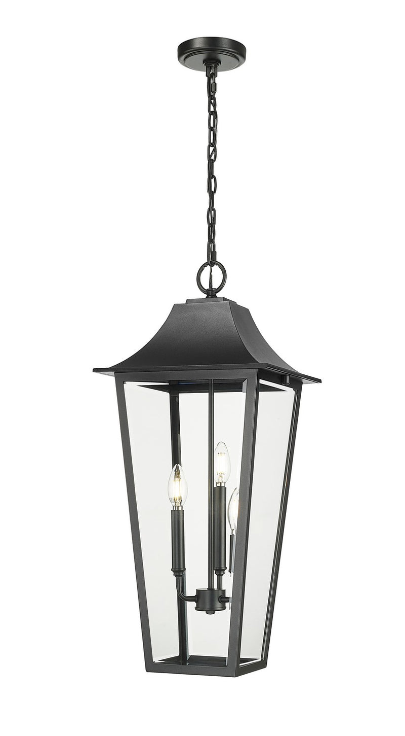 Z-Lite 5008CHXL-BK Three Light Outdoor Chain Mount Ceiling Fixture, Black